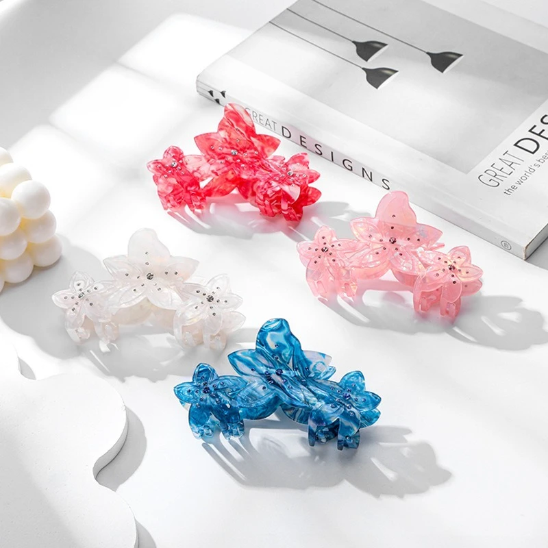 

new Dazzling Colorful Flowers Hair Claw Acetate Ins Elegant Shark Clip Korean Crab Hair Clip Hair Accessories for Women Girls