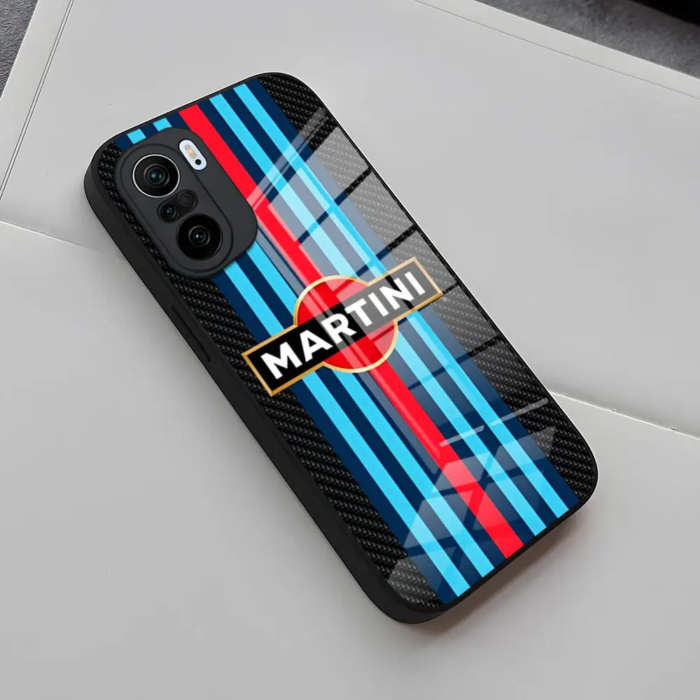 Martini Racing Horizontal Stripe Phone Case For Redmi 13 12 13c 12c Note 13 Pro Plus 11 12 Pro 10 12s 11s Glass Back Cover