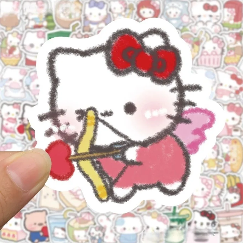 100PCS Kawaii Sanrio HelloKitty Stickers Cartoon Decals Kinderen Speelgoed DIY Telefoon Notebook Bagage Gitaar Waterdichte Sticker Decor
