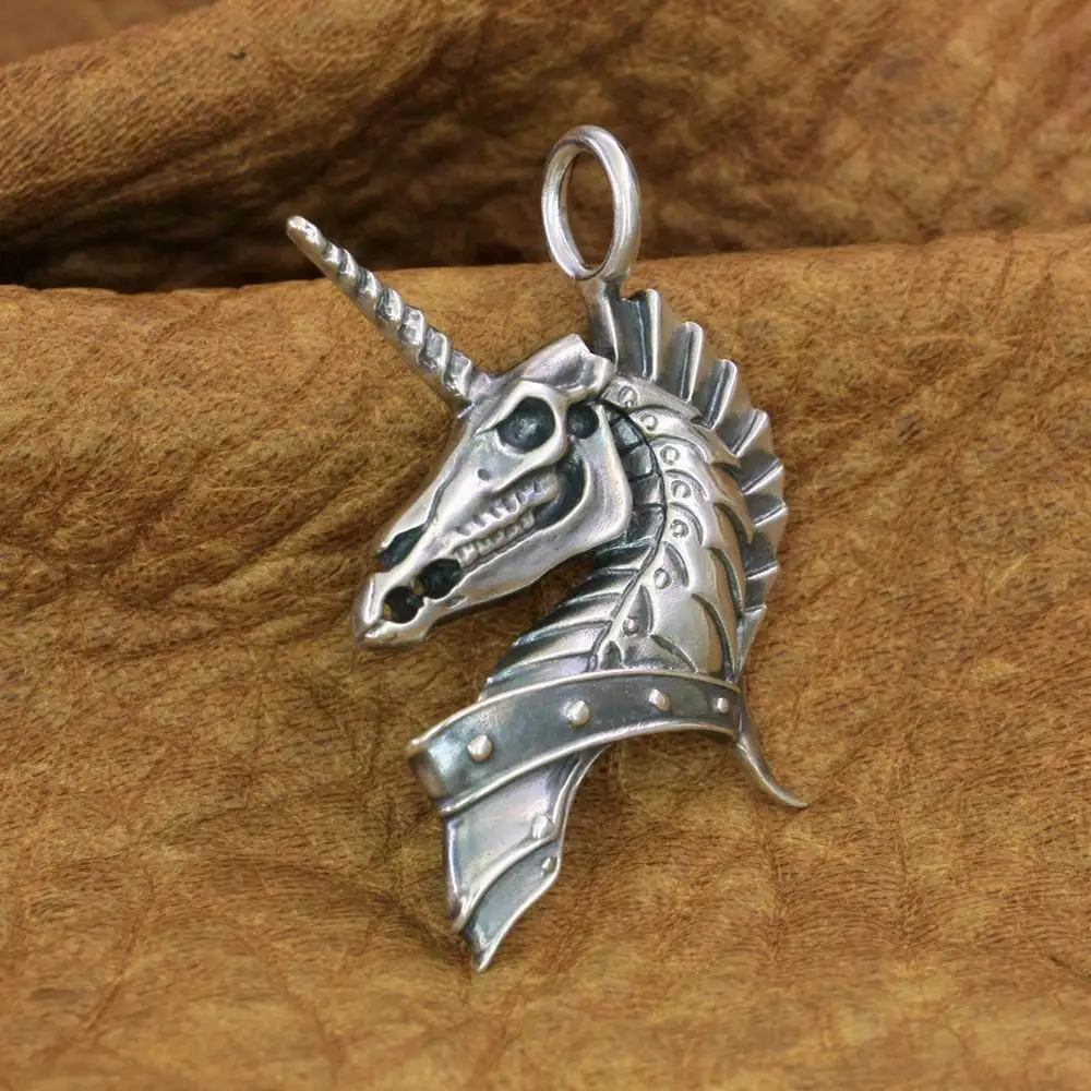 

Skull Unicorn 925 Sterling Silver Pendant Biker Punk Jewelry TA207