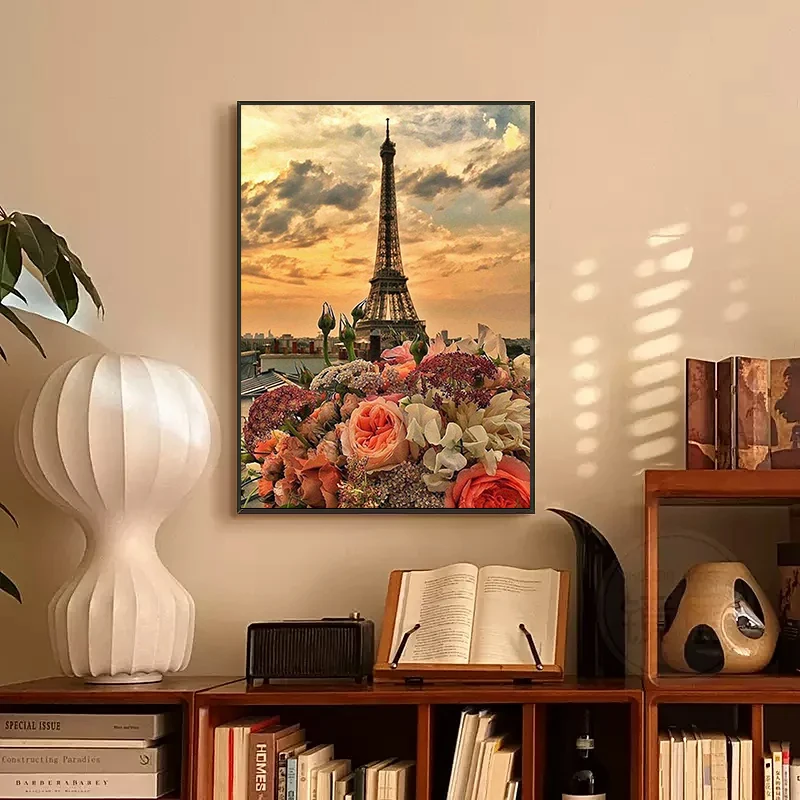 Kit de peinture diamant bricolage pour adulte, tour Eiffel, art de la mosaïque de paysage, peinture 5D, point de croix, décoration d\'intérieur