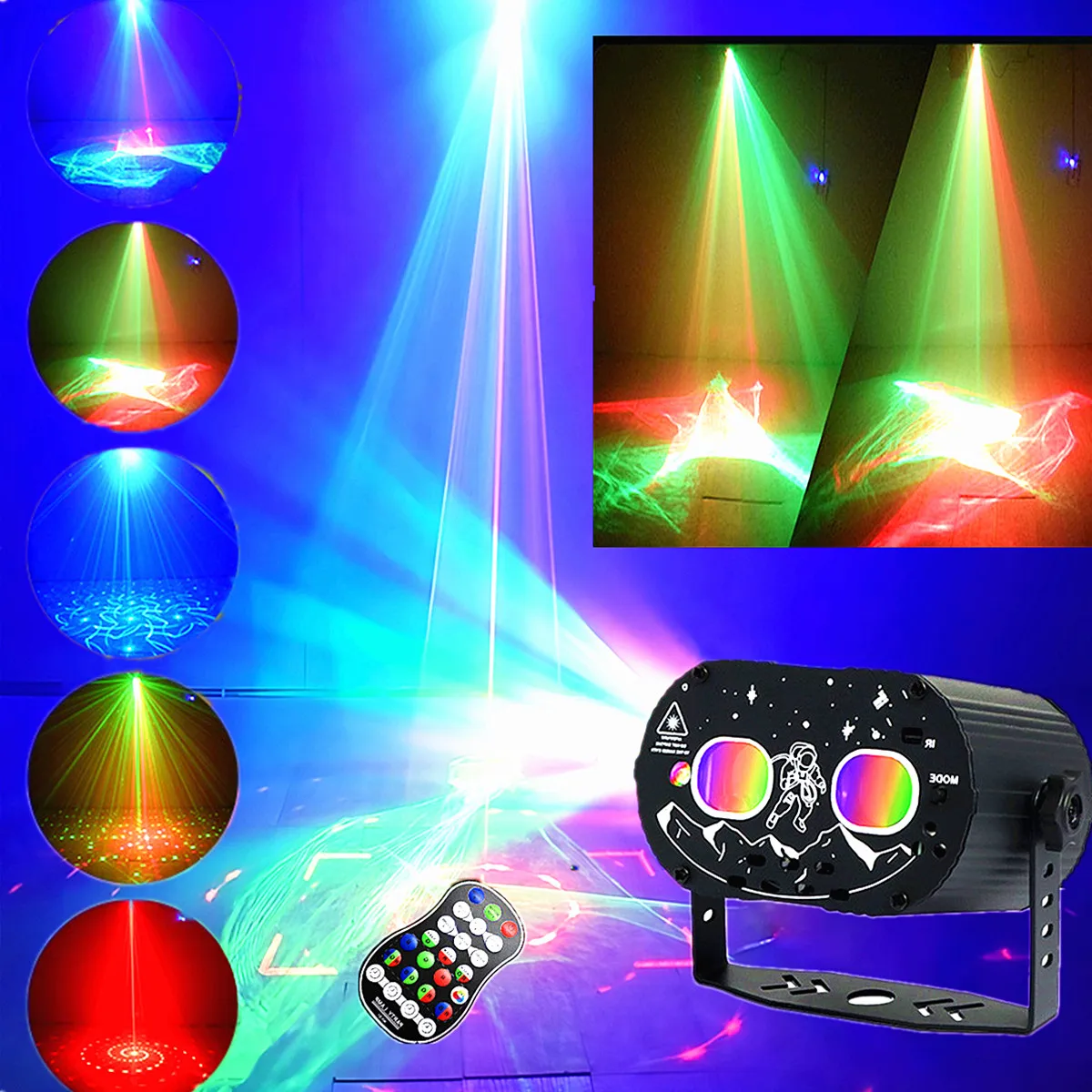 Dj Disco Light, Party Light, Stage Lighting Effect, Laser Projector - USB Portable with Multiple Effects and Northern Lights.