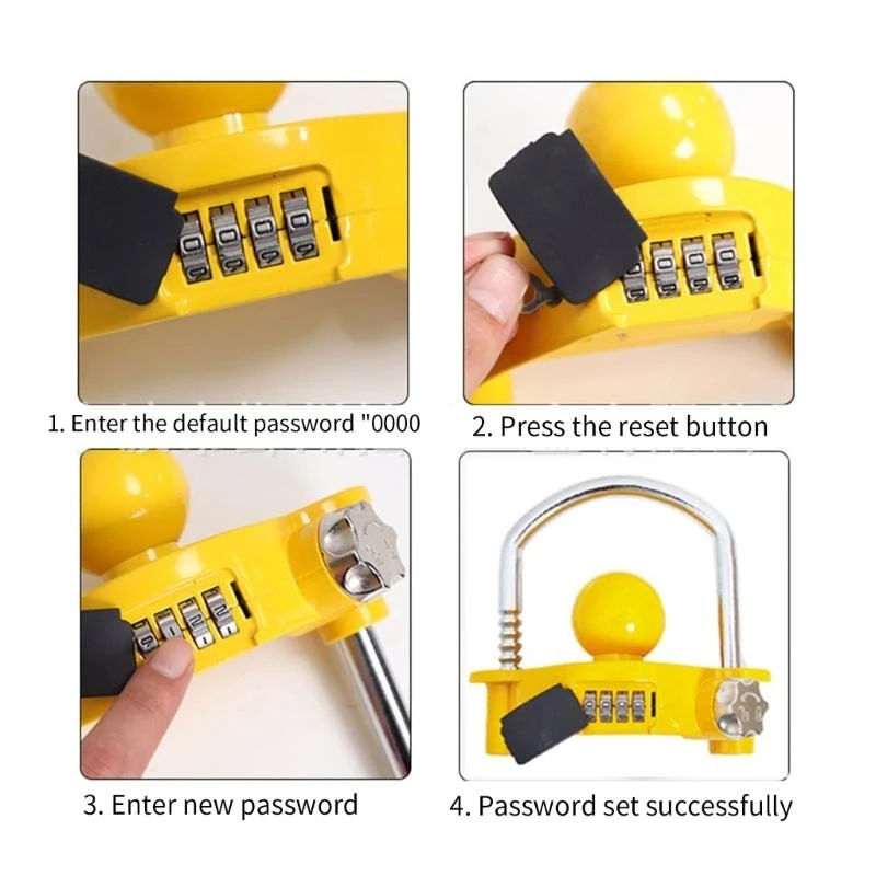 Trailer Ball Coupler Password Lock U-shaped Hitch Yacht Anti-Theft Lock