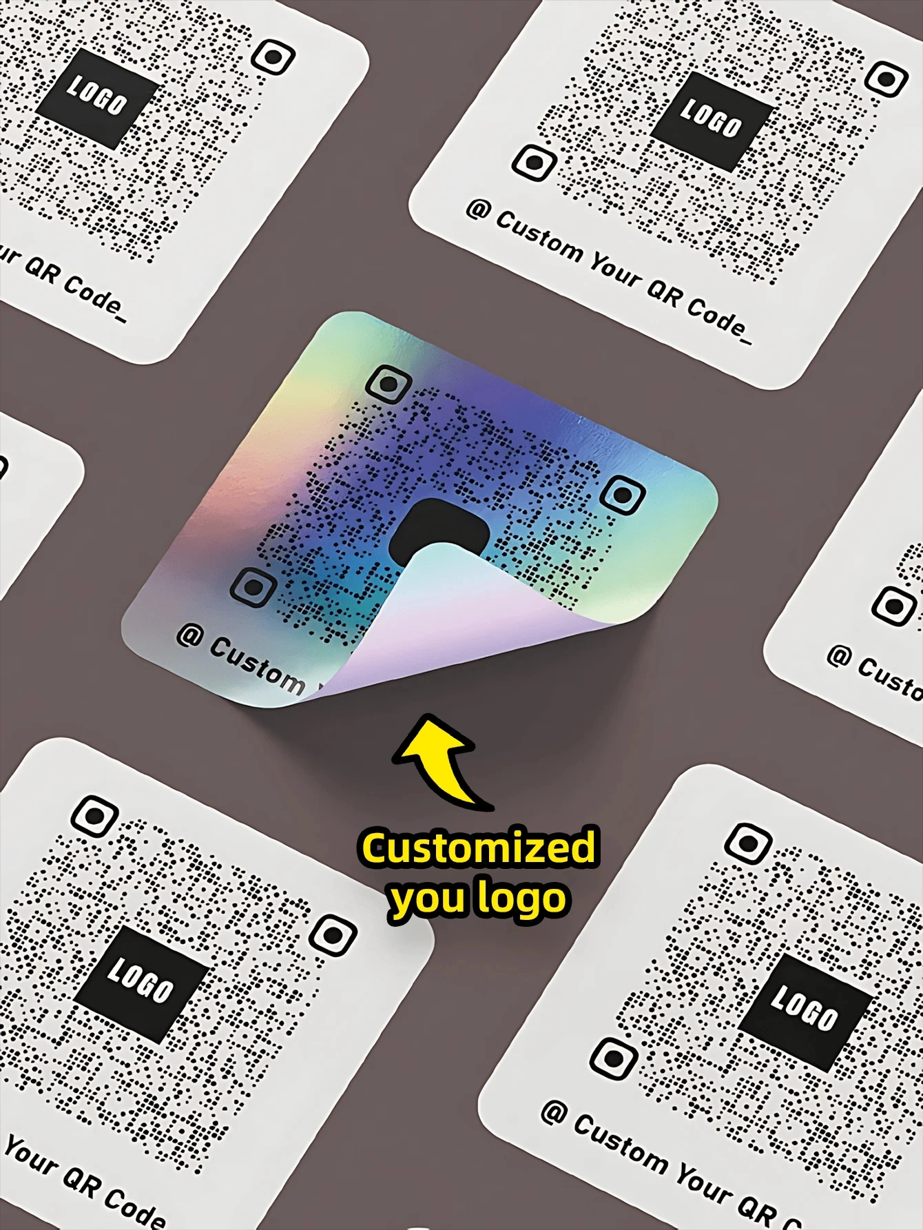 Pegatinas personalizadas, holográficas cuadradas, impermeables, cualquier diseño, imagen, logotipo, texto, gracias, regalos de Navidad