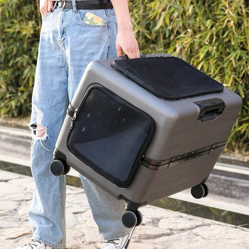 Portable Dog Outing Bag New Pet Trolley Case, Large Cat Bag, Large Capacity, Two Pets, Transparent Suitcase