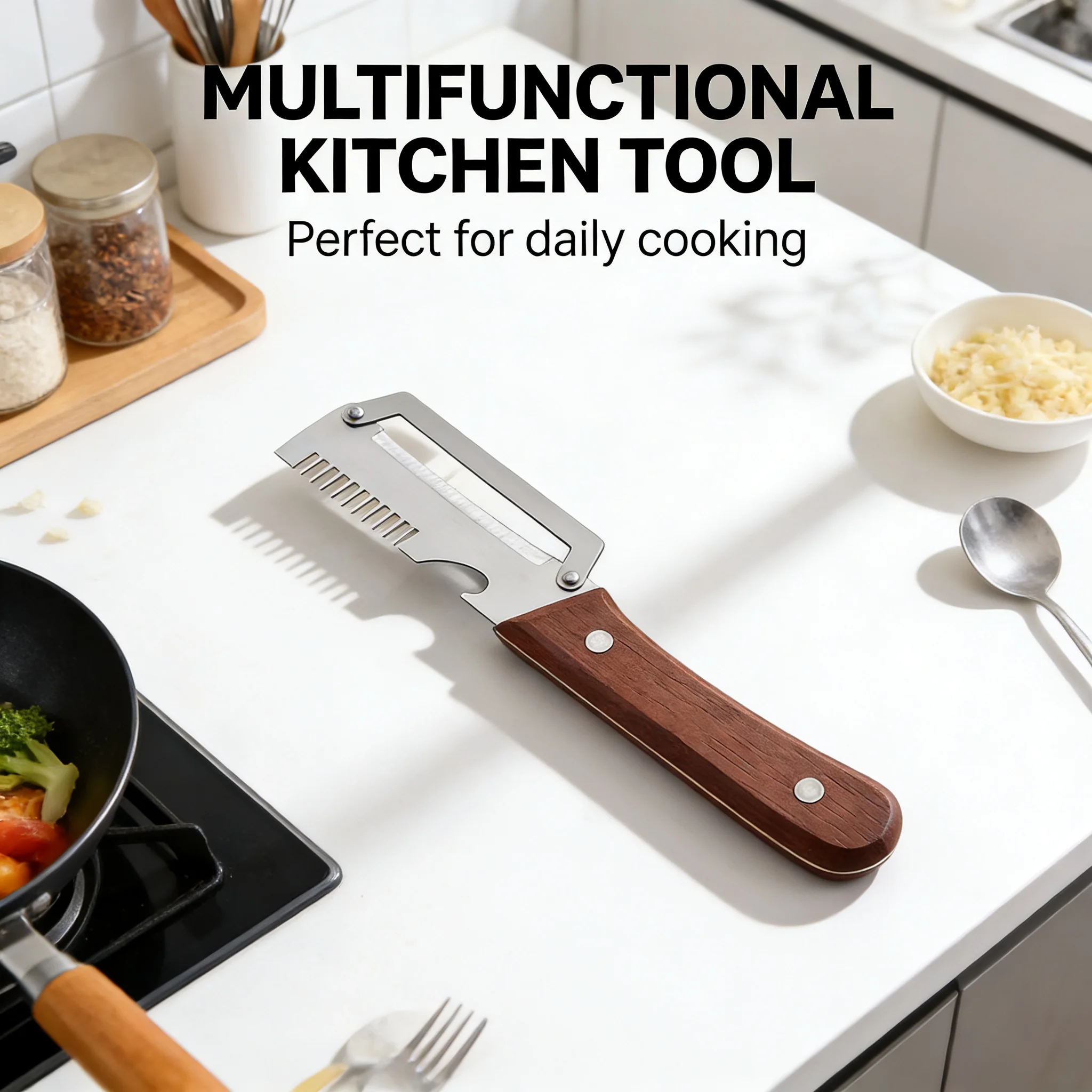 

Solid Wooden Handle Stainless Steel Peeler Multifunctional Kitchen Tool Fruit Vegetable Peeling Cutter