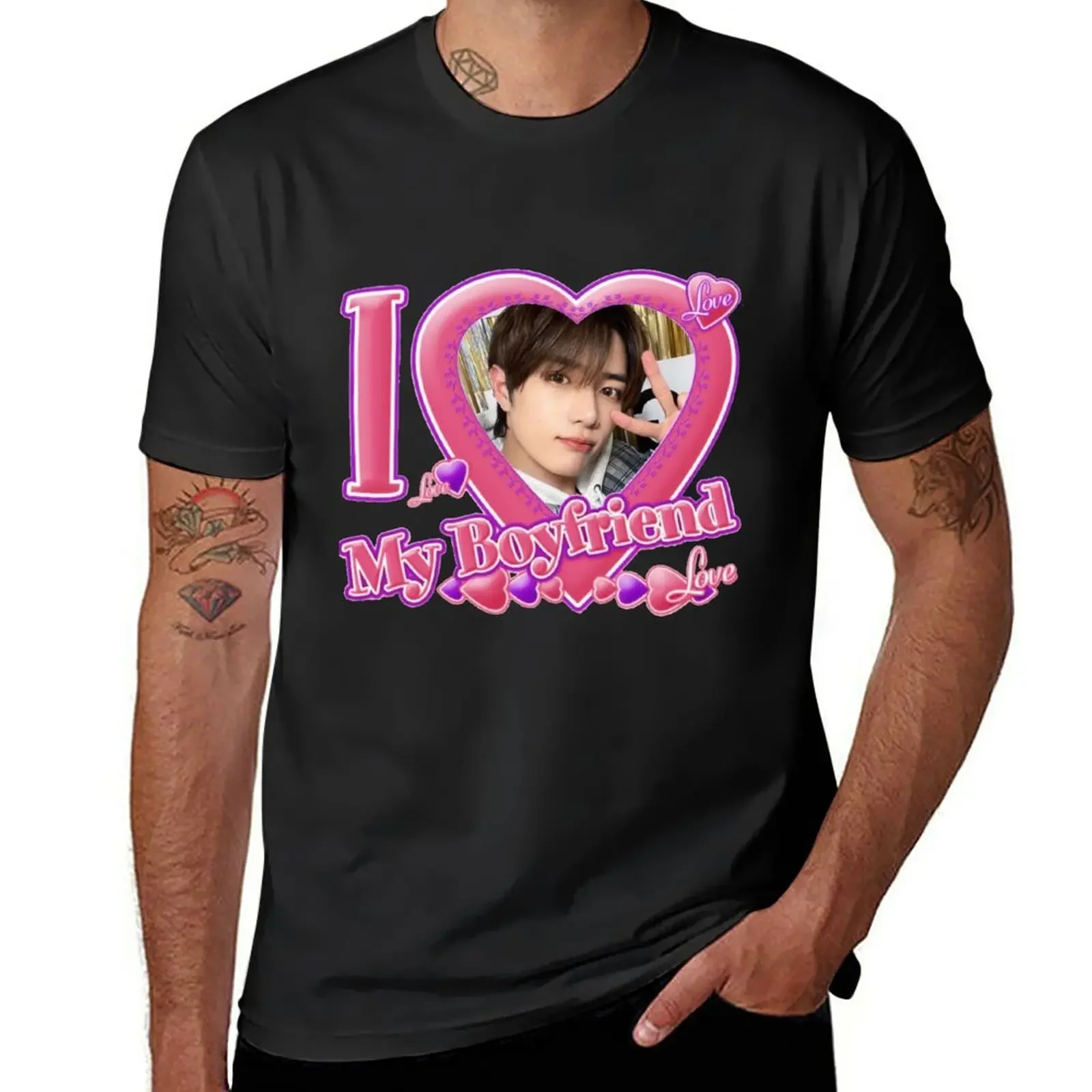 New Beomgyu TXT I love my boyfriend T-Shirt kawaii clothes tops graphics t shirt mens clothing 2024 heavyweight new arrival hot