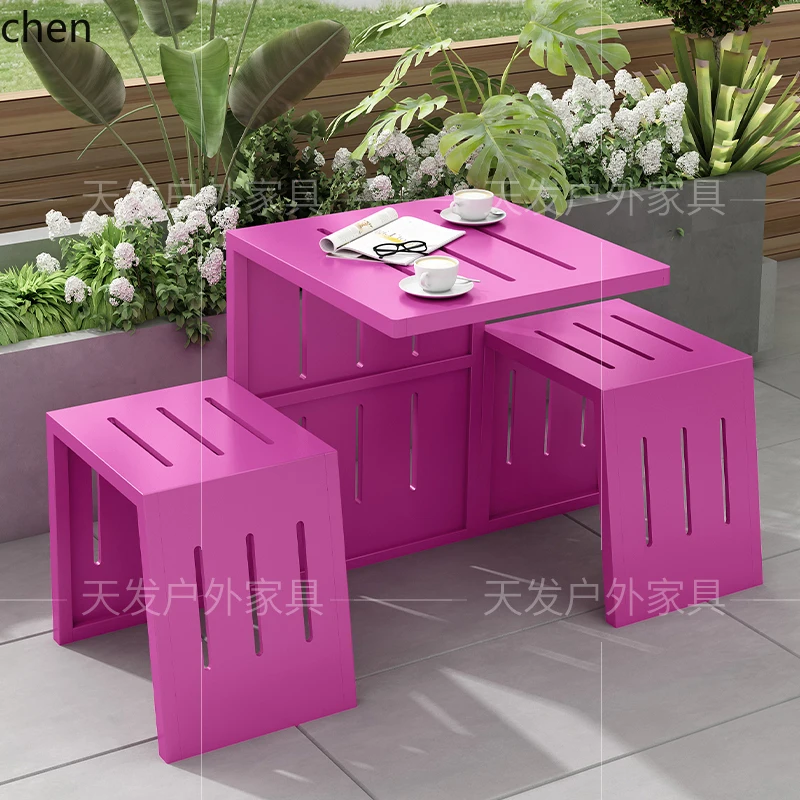 

ZML outdoor integrated table park shopping mall amusement park leisure table commercial street square table and chair