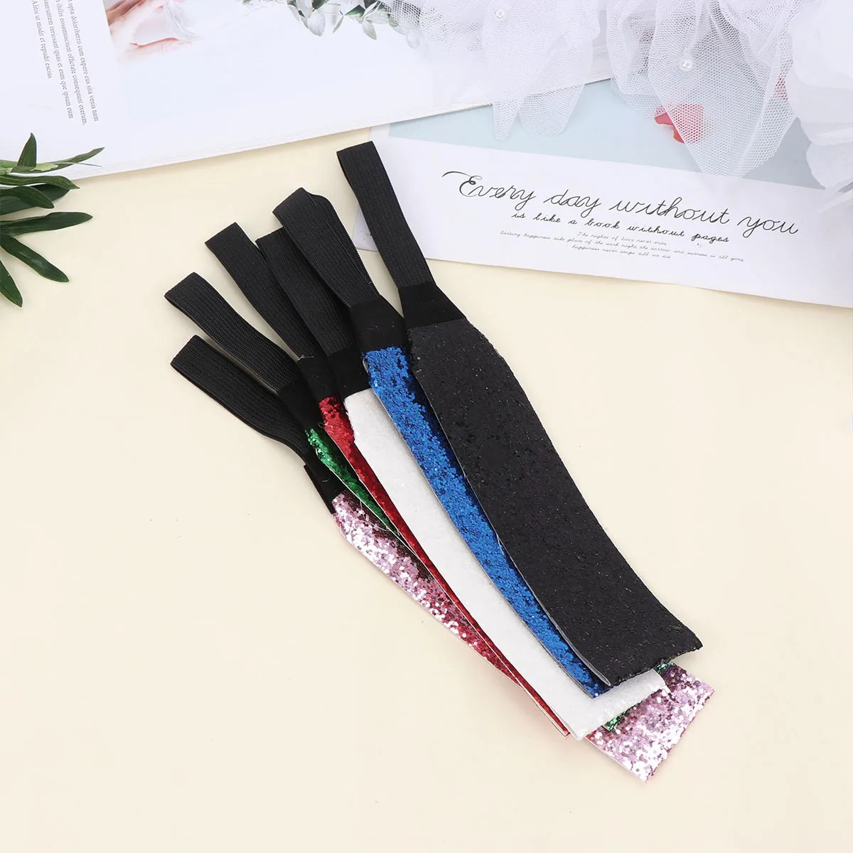 

6Pcs Sequin Glitter Hair Bands Elastic Sparkly Headband for Women Girls Birthday Party Carnival Festival Sequin Headband