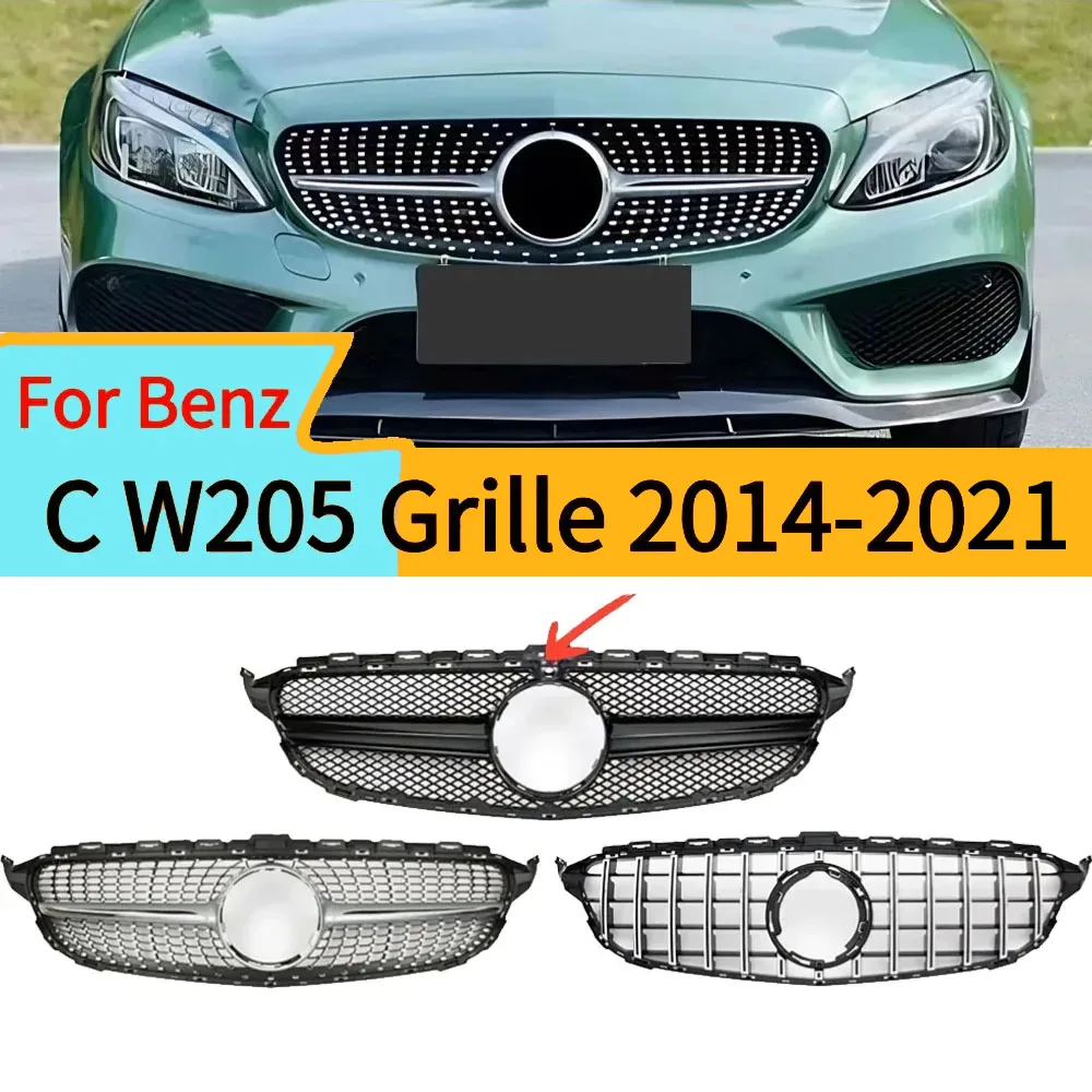 

Для Mercedes Benz W205 C180 C200 C260 C300 GT Diamond AMG Стиль Передняя решетка радиатора Бампер Решетка Средняя сетка Впускная сетка Тюнинг