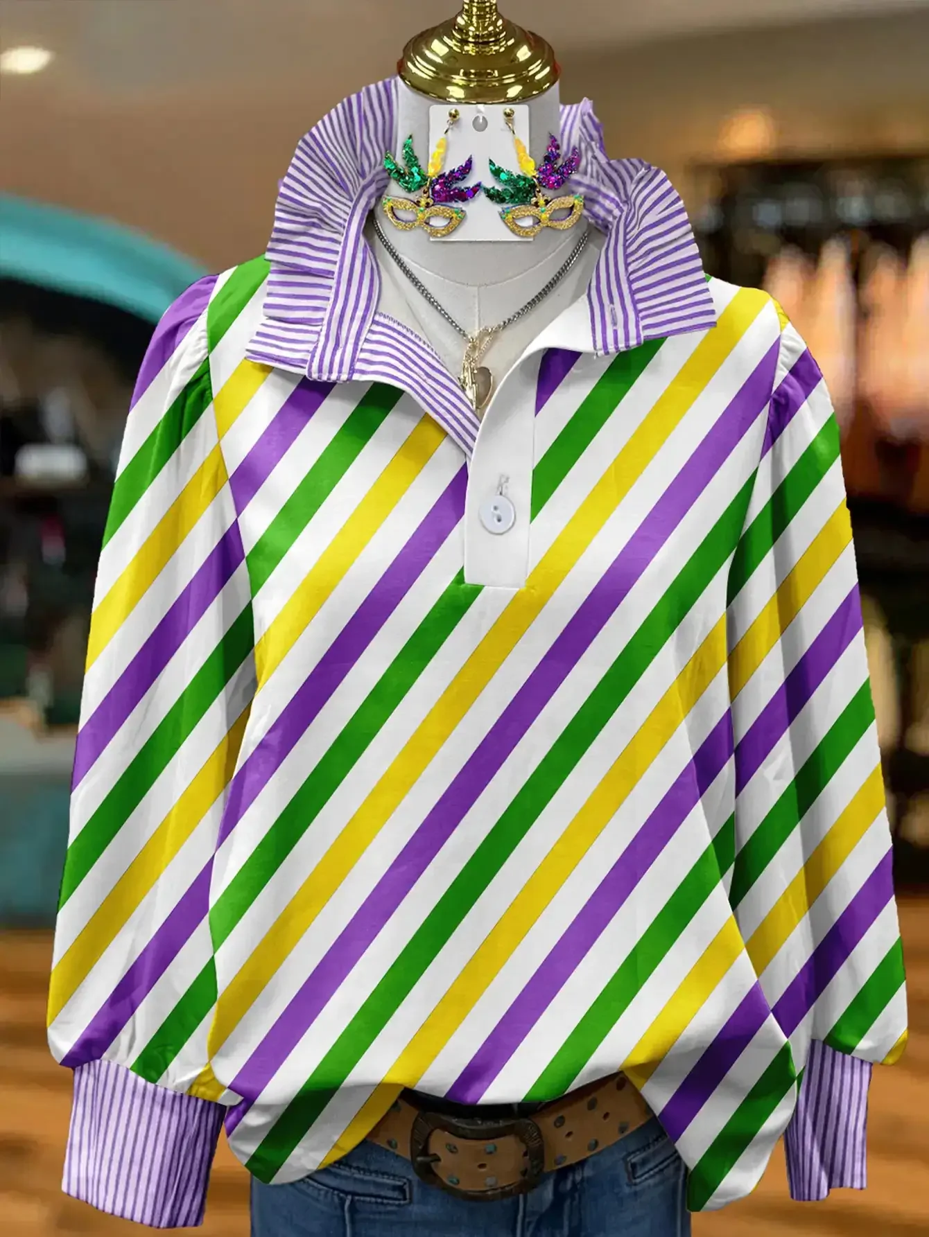 2026 New Christmas Women's Top Spring and Autumn Winter Women's Stand up Collar Versatile Long Sleeve Shirt,