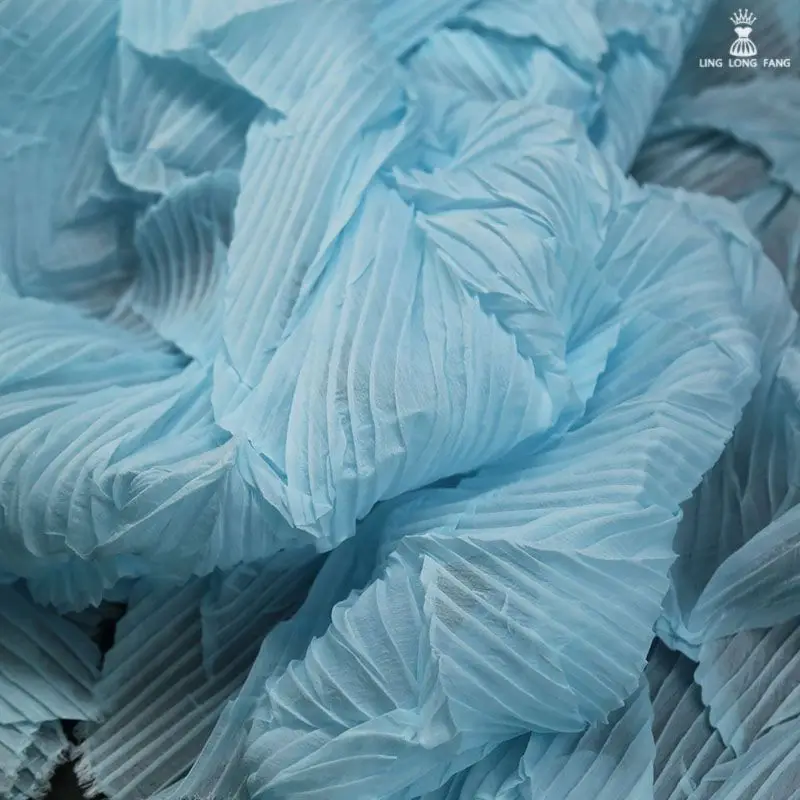 Pleated Dress Fabric By The Meter,Big Brand Designer Organza Fabric For Sewing Women Dress Clothes Pants,DIY Quilting Material