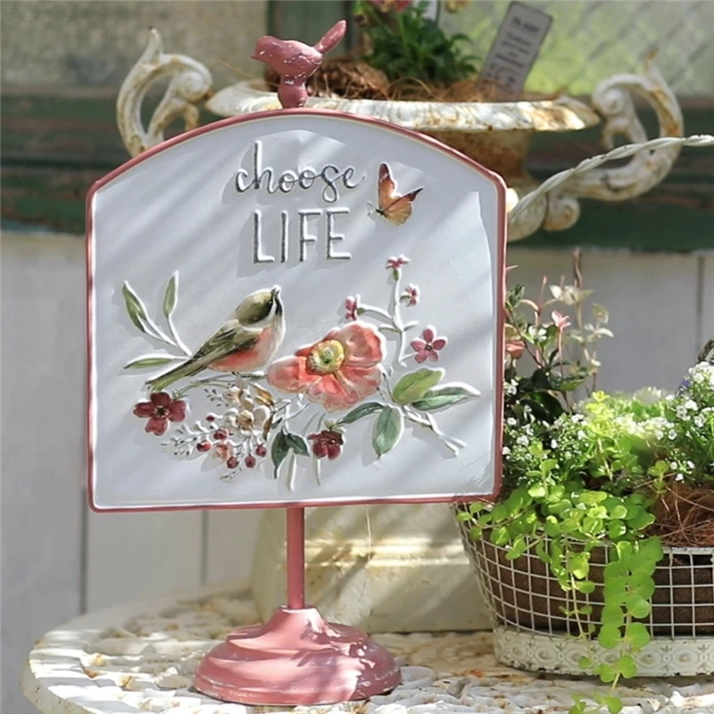 Courtyard Decorative French Garden Flowers and Birds Iron Ornaments Message Board Photo Paper Hanging Board Scene Layout Props