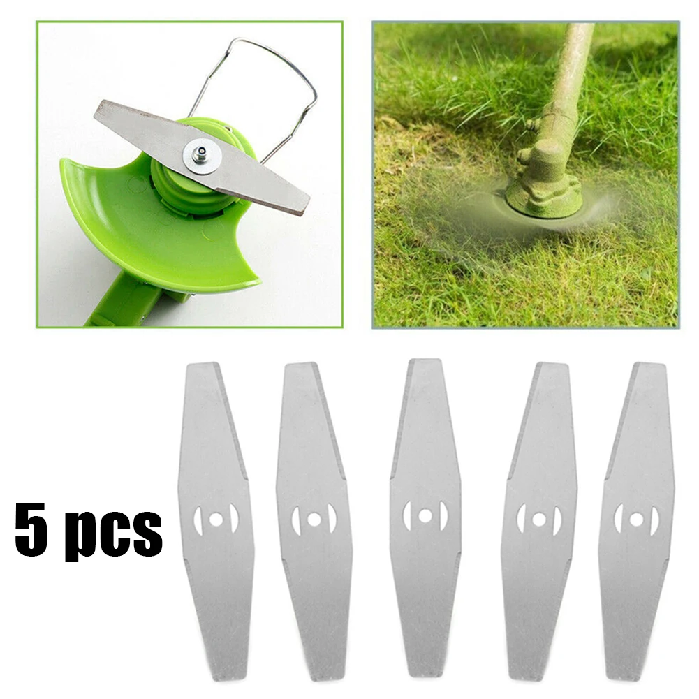 

5pcs Metal Grass String Trimmer Head Replacement Saw Blades Lawn Mower Fittings Slotted Knife-Garden Tools Parts Accessories