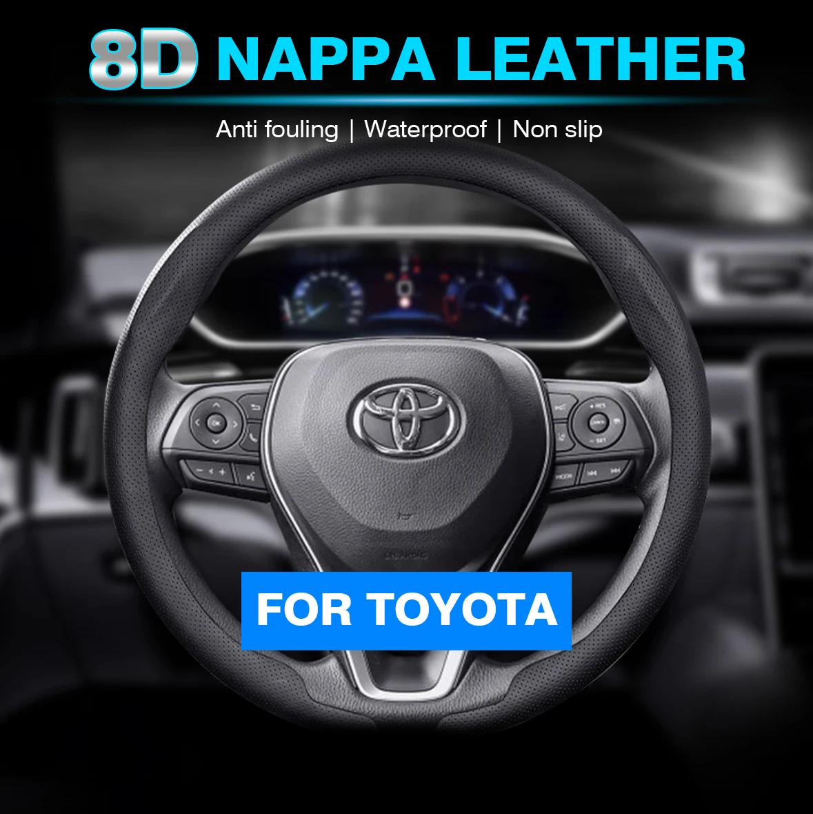 Nappa leather breathable ultra-thin car steering wheel cover suitable for Toyota Camry RAV4 Highlander Fortuner Hilux Sienna
