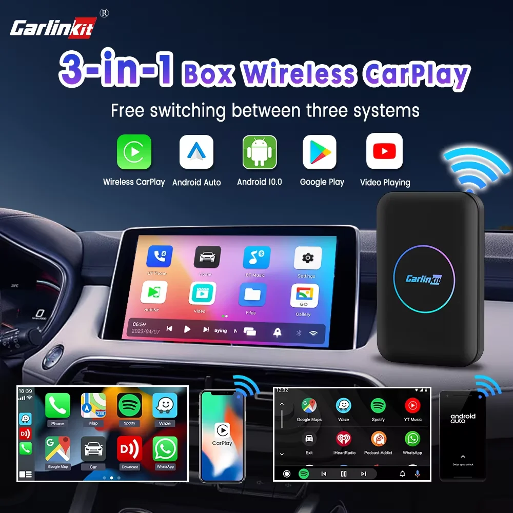 Carlinkit Carplay Ai Box Wireless Carplay Android Auto Android 10 CPU a 4 core 32 GB WIFI Ondersteuning Supporto IPTV Youtube