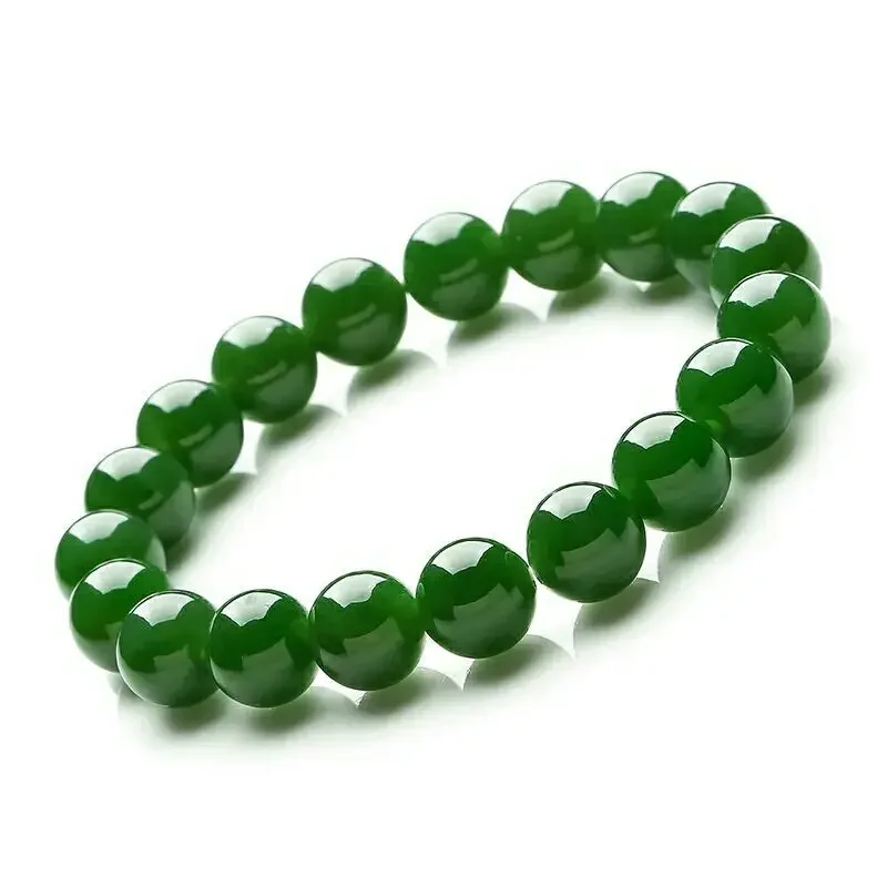 

Genuine Natural Green Jade Bracelet Mens Jades Stone Beads Elastic Beaded Jasper Bracelets for Women Fine Jewelry Pi Xiu Bangles