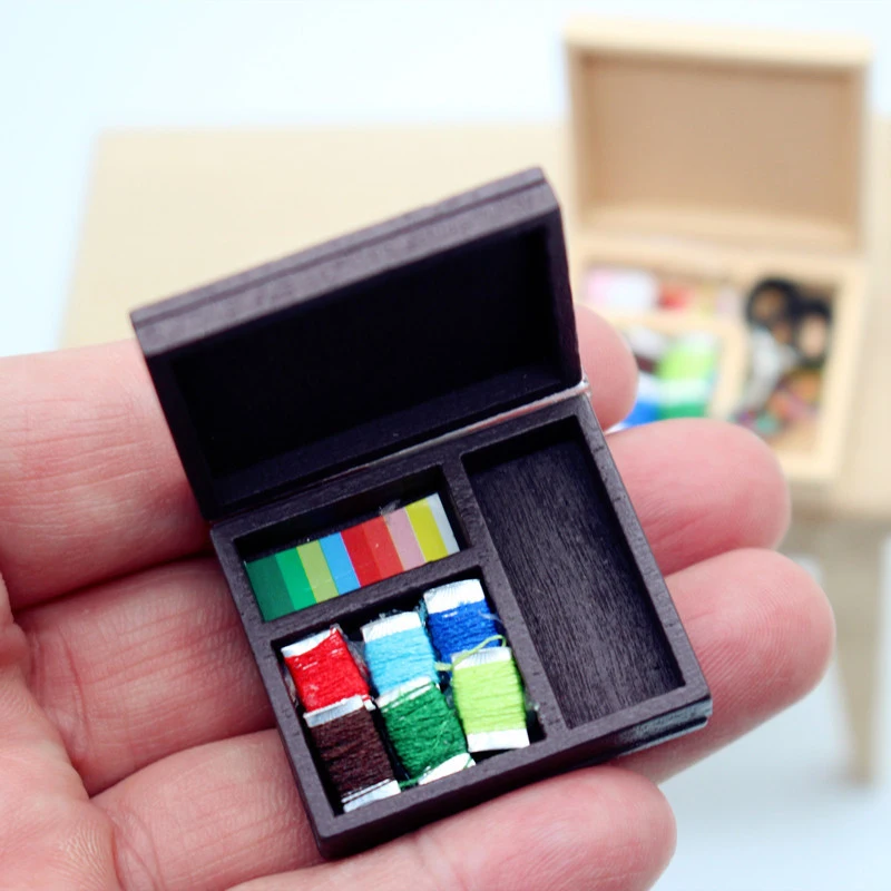 Dollhouse Mini Painting Paint Box, Sewing Box, Miniature Model, Ornaments, Props, Ornaments