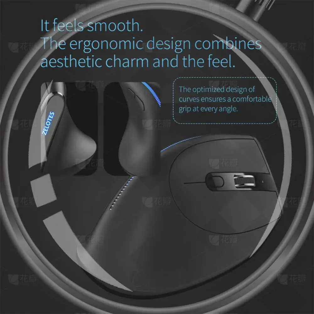 ZELOTES F-36A Optical 2.4G Mouse 6 Buttons Computer PC Accessories Wireless Rechargeable Mice 2400 DPI Adjustable