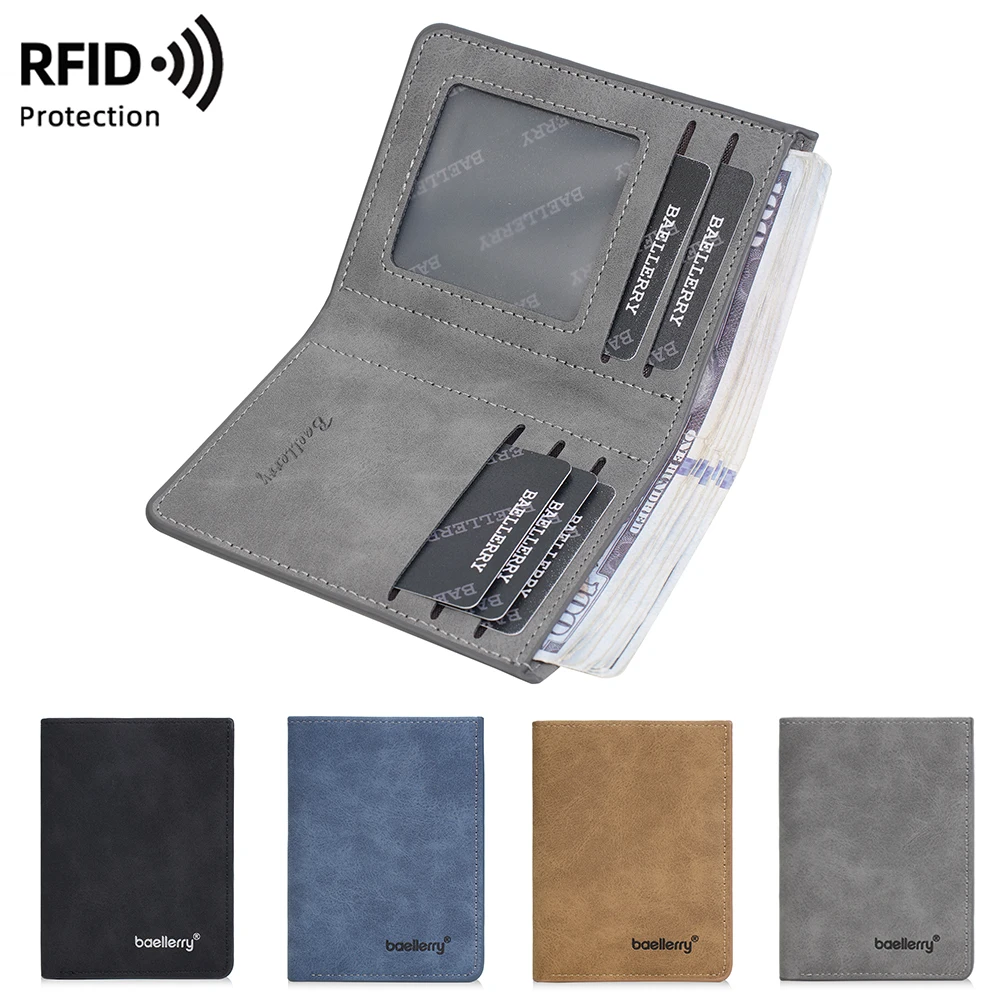 Baellerry Nuovo portafoglio corto da uomo Borse per carte piccole Portafoto Portafogli maschili sottili Porta carte di credito di alta qualità Clip per soldi da uomo