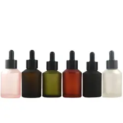 10pcs Frost Glass Matte 60ML Black Olive Pink Rose Red Refillable Empty Pipette Cosmetic Serum Essential Oil Dropper Bottle