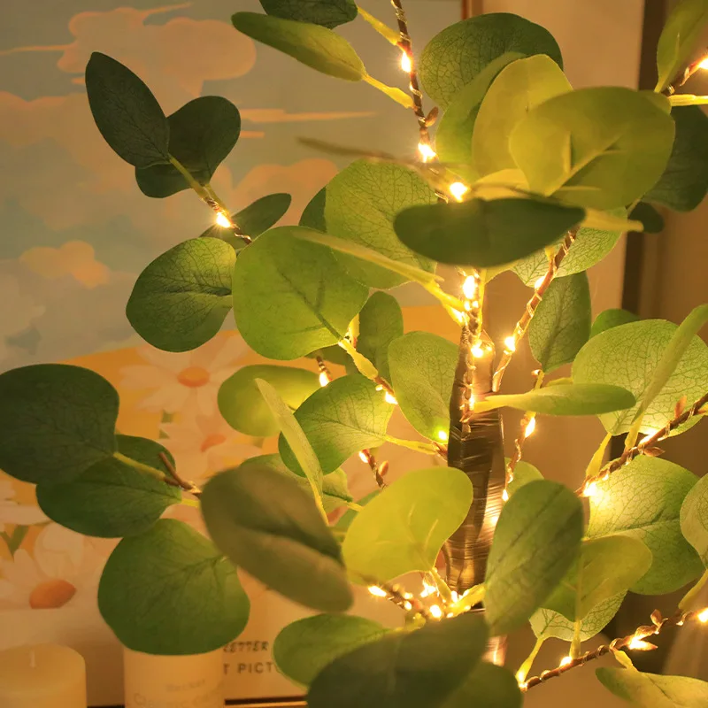 Led Eucalyptus Blad Nachtlampen Home Decor Party Scene Rekwisieten Landschap Simulatie Boom Licht