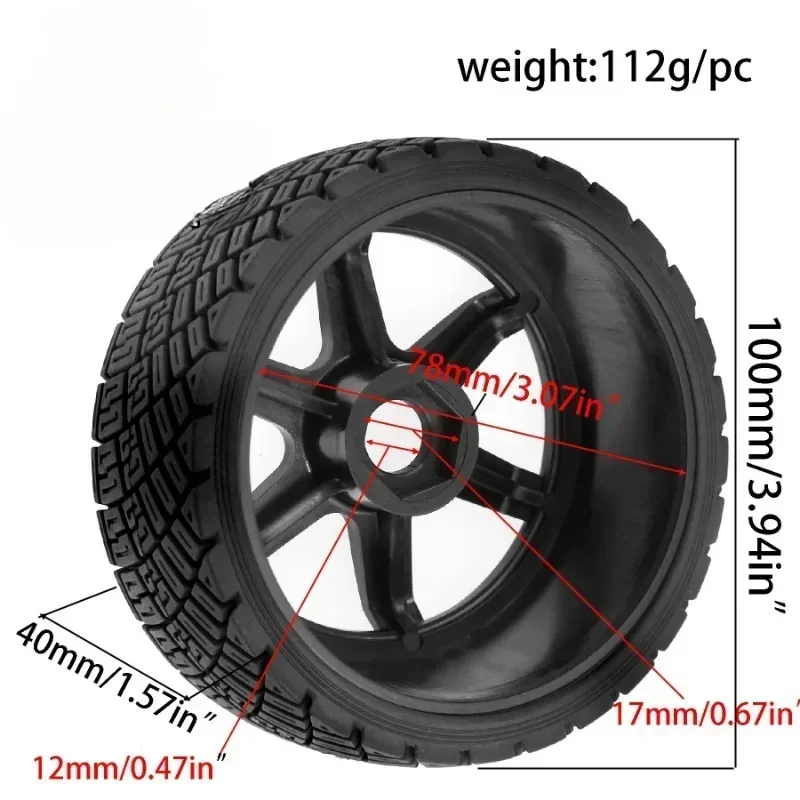 مجموعة إطارات وإطارات سيارات RC 1/7 1/8 لـ ARRMA TRX4 Redcat - 100 مم OD 40 مم عجلات سداسية غير مسحوبة 17 مم لـ WRC KM Citroen C3 WR8 #6