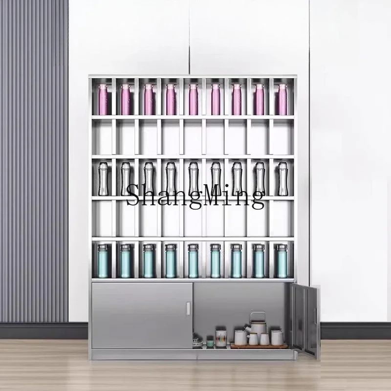 

SM stainless steel water cup holder workshop rack staff multi-grid teacup storage cabinet thickened