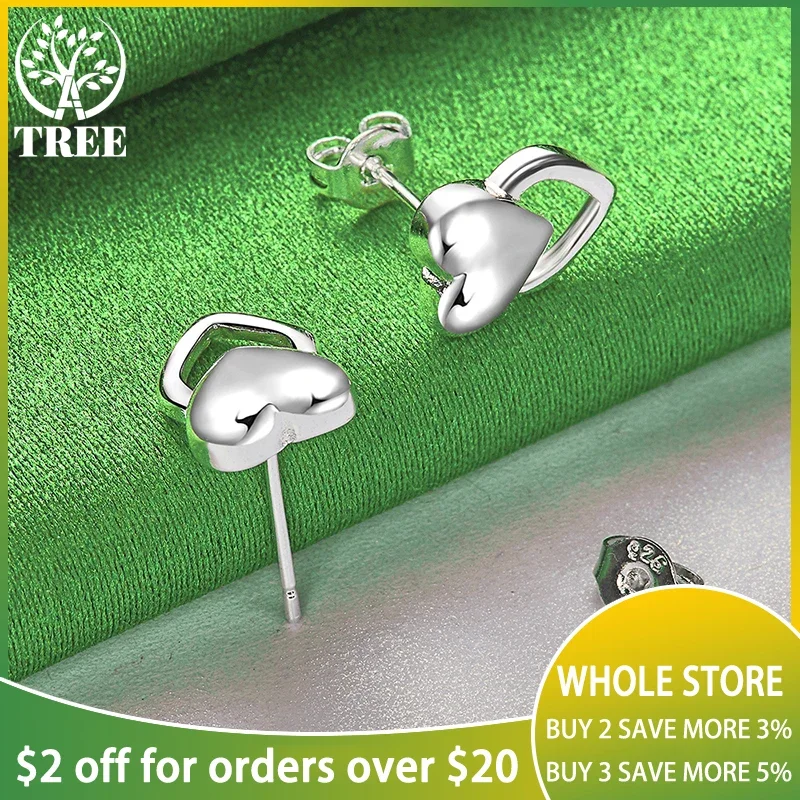 

ALITREE 925 Sterling Silver Double Heart Stud Earrings For Women Earring Lady Fashion Party Birthday Wedding Charm Jewelry Gift