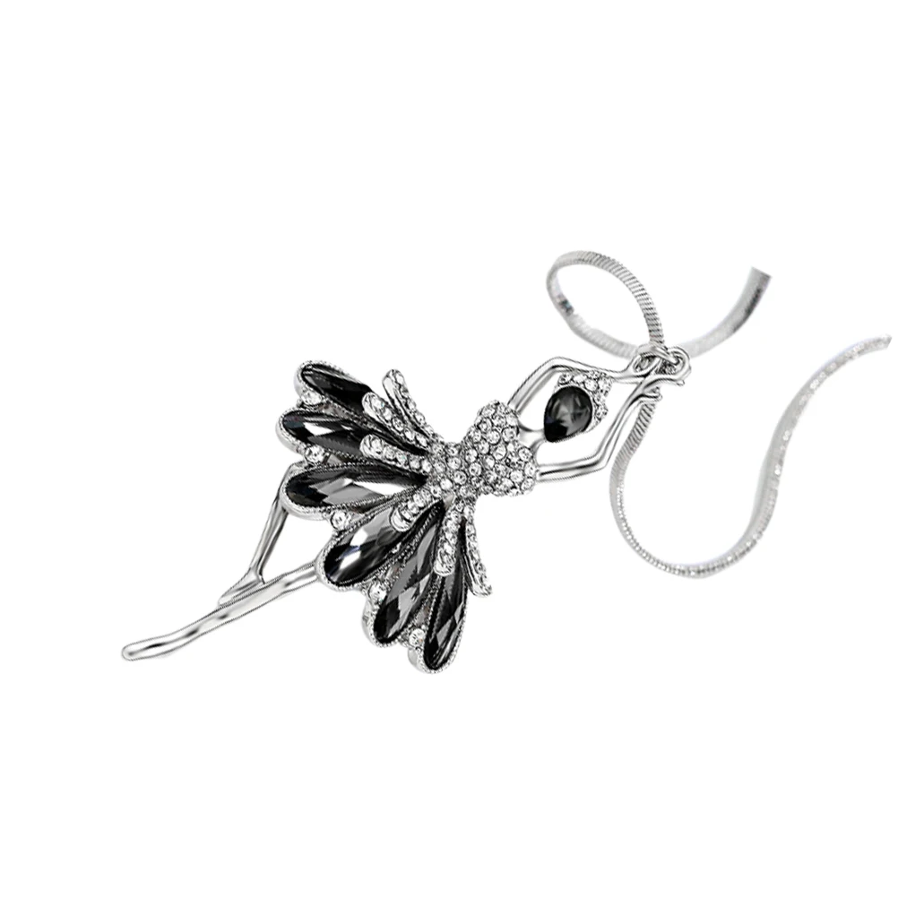 

Ballet Girl Necklace Crystal Pendant Chain Women Clothes Accessories Long Sweater Elegant Fashion Luxury Gift Jewelry