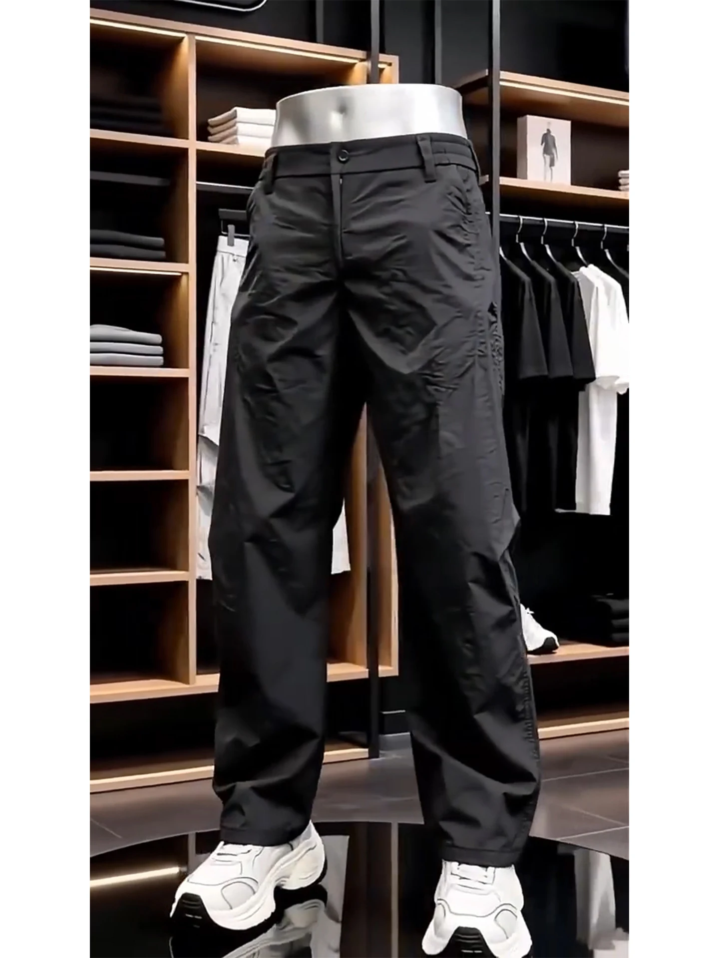 

Black Quick Dry Straight Leg Work Pants Men's Summer Thin Casual Trousers Outdoor Sports Cargo Pants Low Waist Button Fly