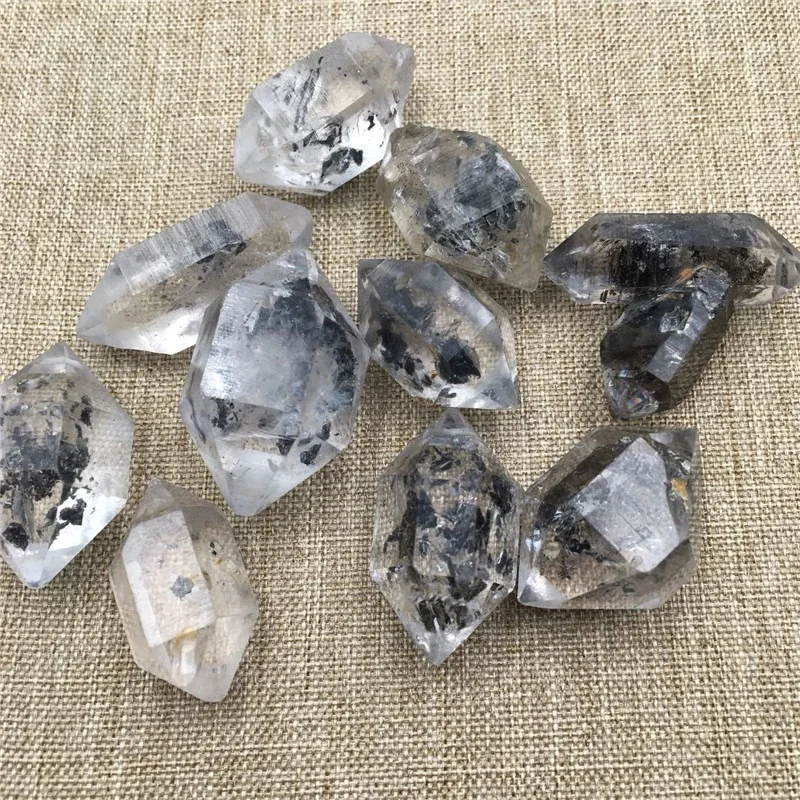 Natural Herkimer Diamond Quartz Crystal Healing Point Minerals Specimen Jewelry Making Gift Points Pillar Column Terminated Wand