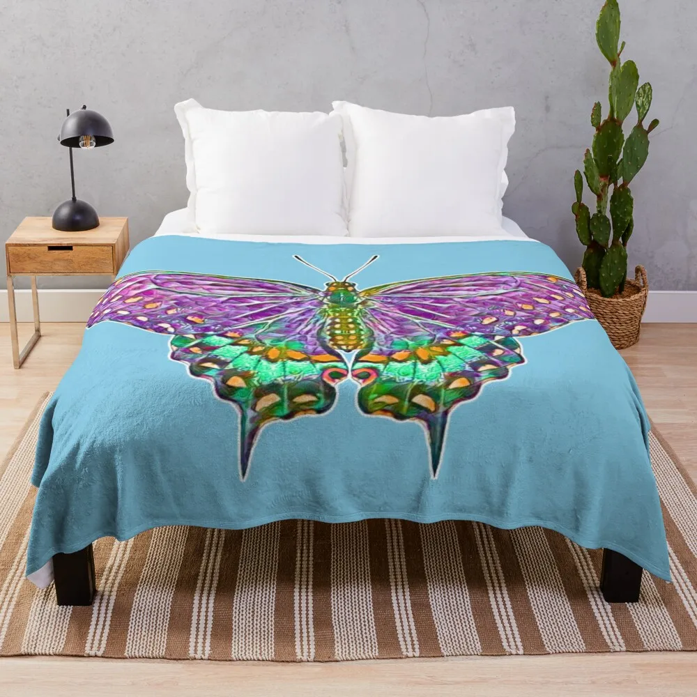 Eastern Black Swallowtail Butterfly - Whimsical (Simplistic) Throw Blanket Soft Decorative Throw Blankets