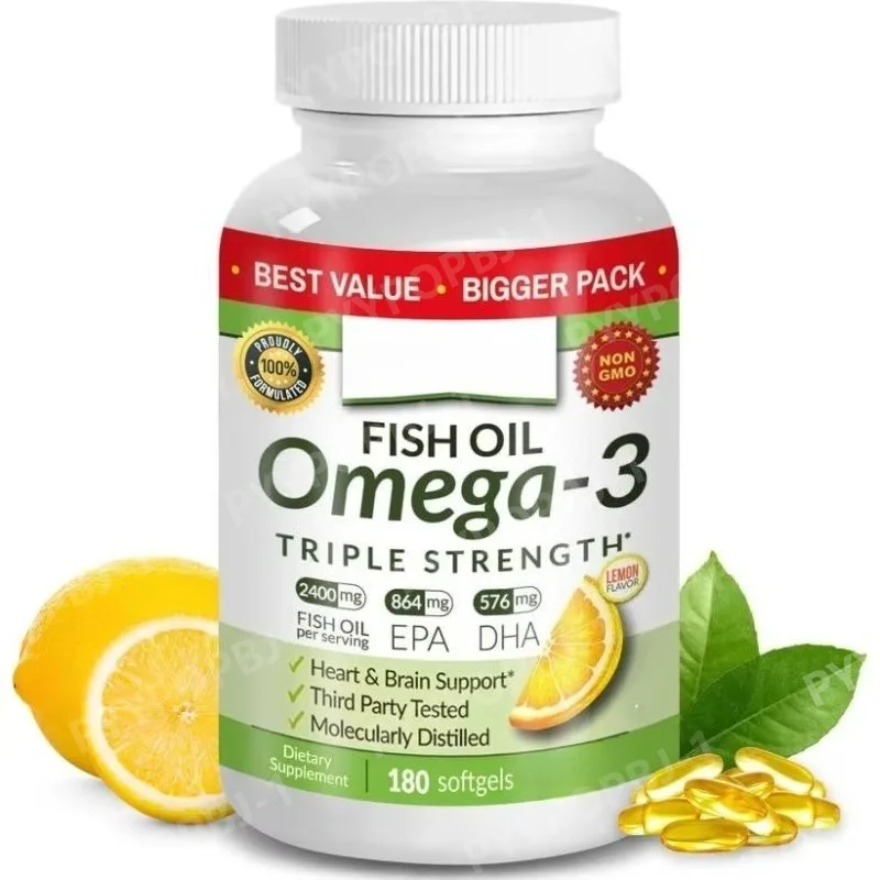 

Triple Strength Omega 3 Fish Oil Supplements 2400 Mg 180 Capsules