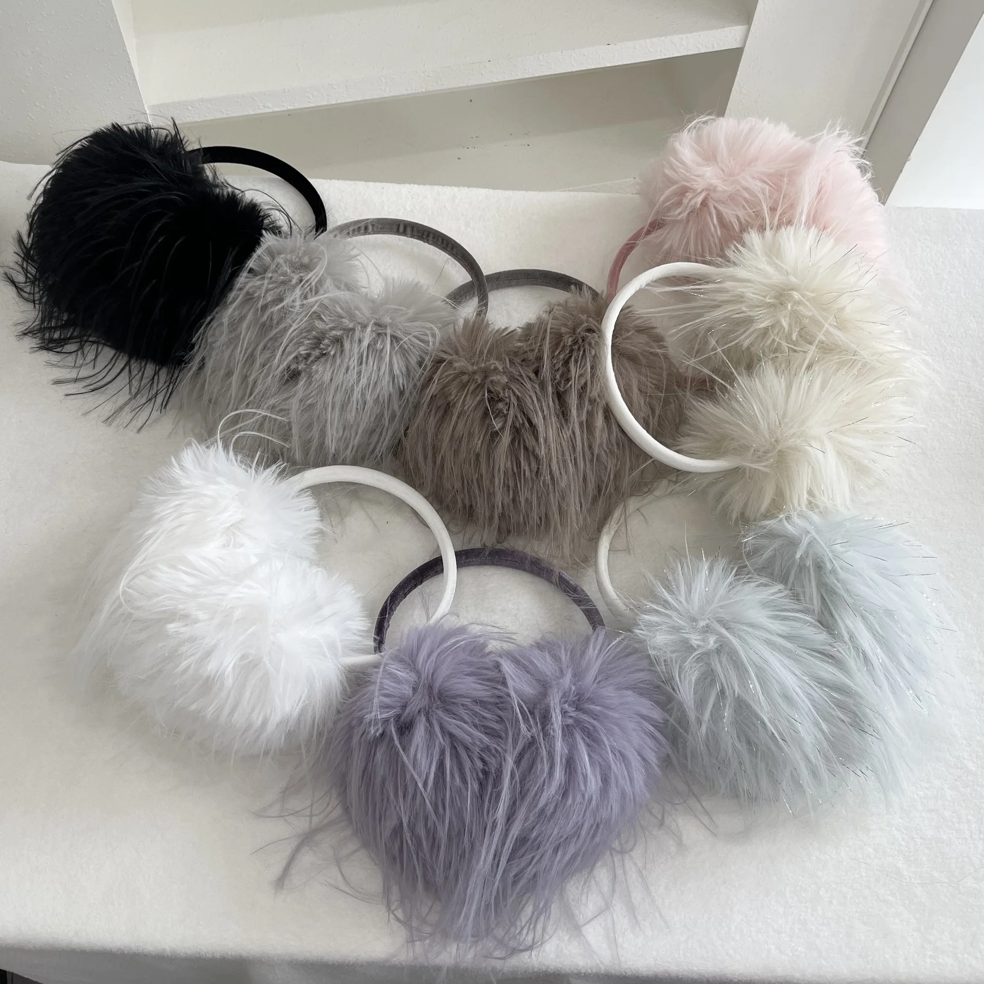 Japanese Style Lolita Fluffy Long Faux Fur Earmuffs Winter Warm Plush Ear Muffs Y2K Harajuku Outdoor Ear Warmers Y2K Headband