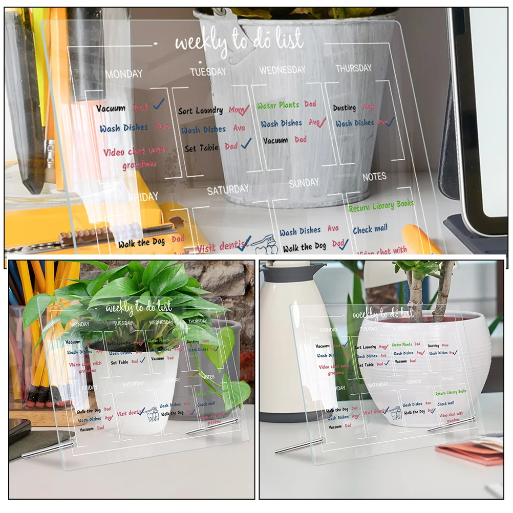 مجموعة واحدة من لوحة الرسائل المصنوعة من الأكريليك لوحة المسح الجاف لسطح المكتب مع قلم للاستخدام المنزلي والمدرسة والمكتب هدية عملية #5