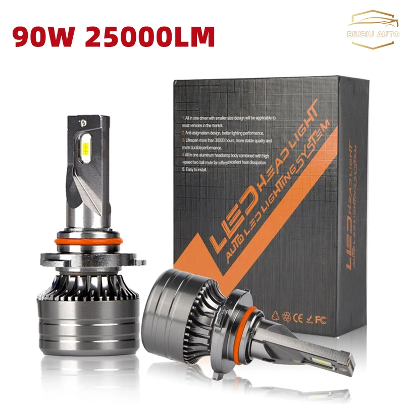 

Car Headlight H7 90W 25000LM 6000K H8 H9 H11 9005 9006 HB3 HB4 Auto Car Led Light Motorcycle Bulb