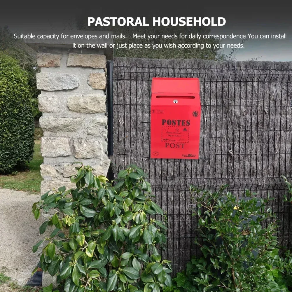 Large Capacity Mailbox Retro Postal Letter Box Secure And Private Steel Lock Weather Resistant Easy Installation