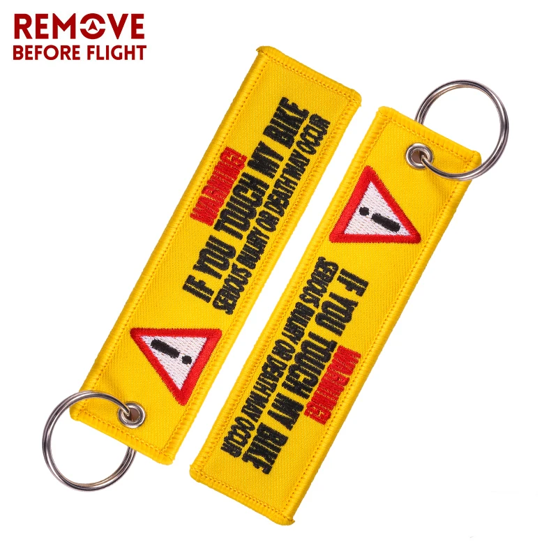 Car Keychain Aviation Gifts Both Sides Hazard Warning Sign Pattern Memorial Key Tags Bike Keychain Rectangle Keyring Wholesale