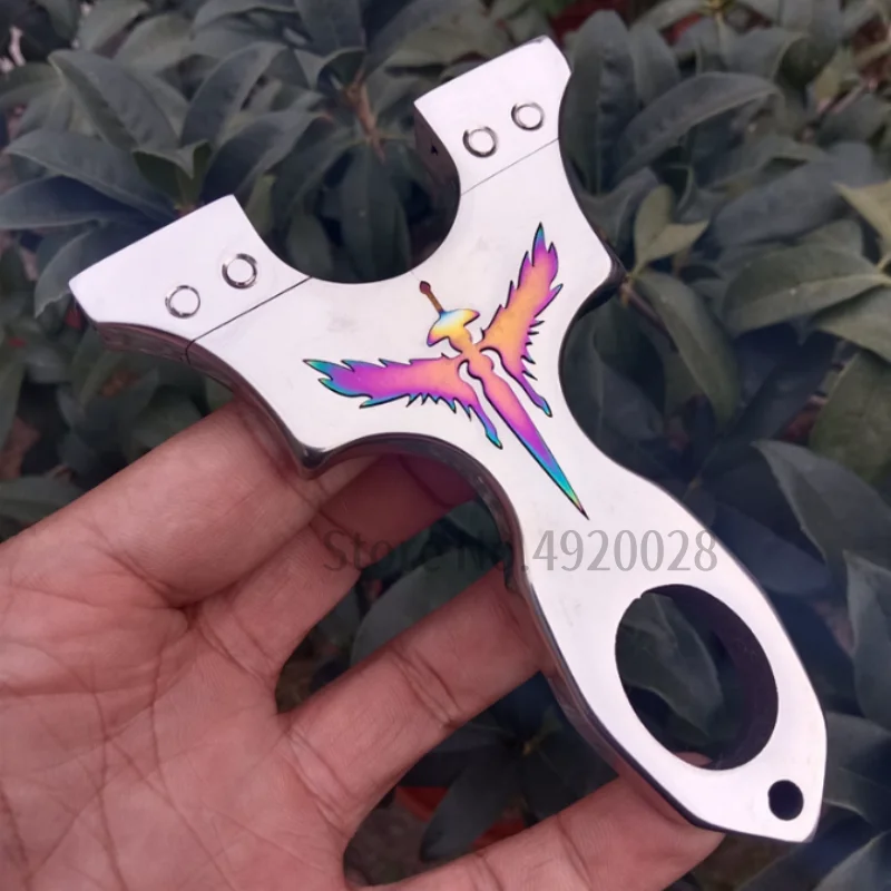 Stainless Steel Slingshot with Colorful Icon Design Catapult Set High-precision Shooting Competitive Hunting Accessories Com