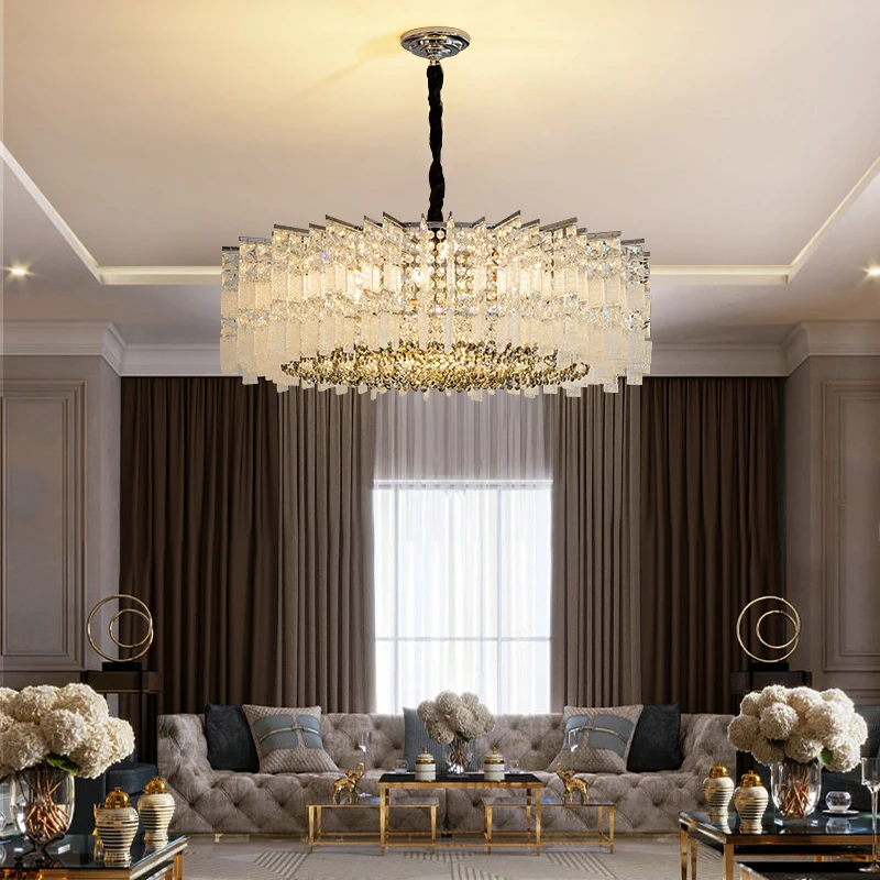 Modern Crystal Chandelier For Living Room Led Luxury Home Decor Indoor Lighting Round Chrome / Gold Cristal Kitchen Lustre