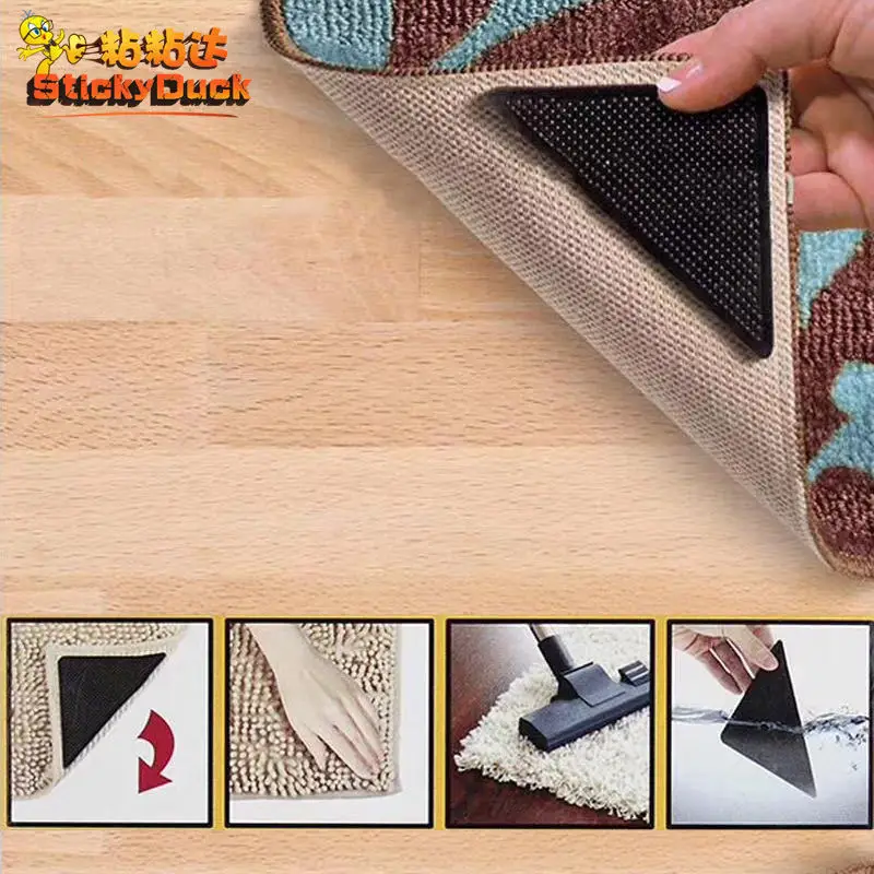 

4/8 PCS Gripper for Rug for Hardwood Floors, Reusable Under Rug Carpet Tape, Rug Anti Slip Grips for Area Rugs,Non Slip Rug Pads