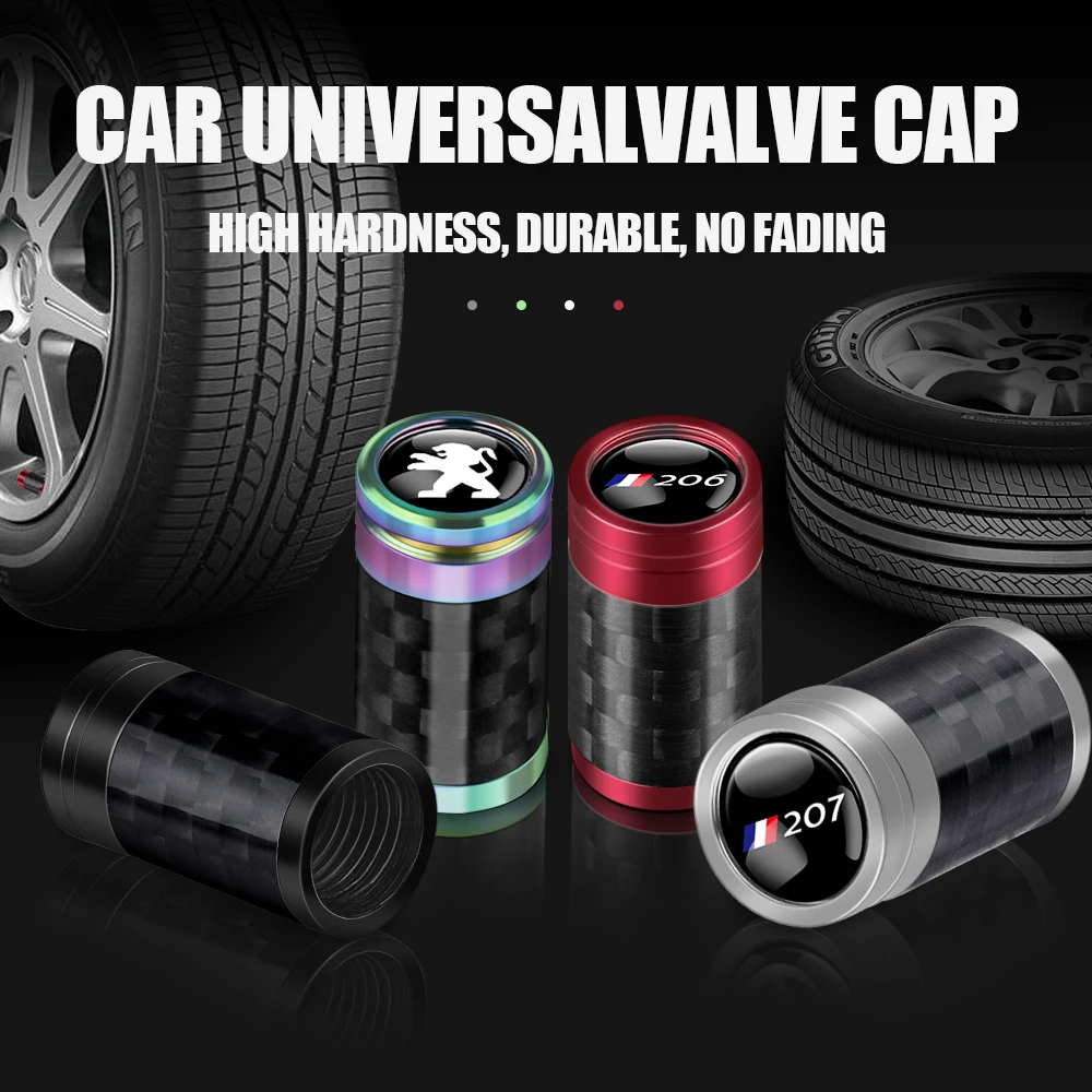 

Стайлинг автомобиля, 4 шт., металлические колпачки для клапанов из углеродного волокна, значок для Peugeot 206 307 301 308 3008 207 208 407 408 508 2008 107 205