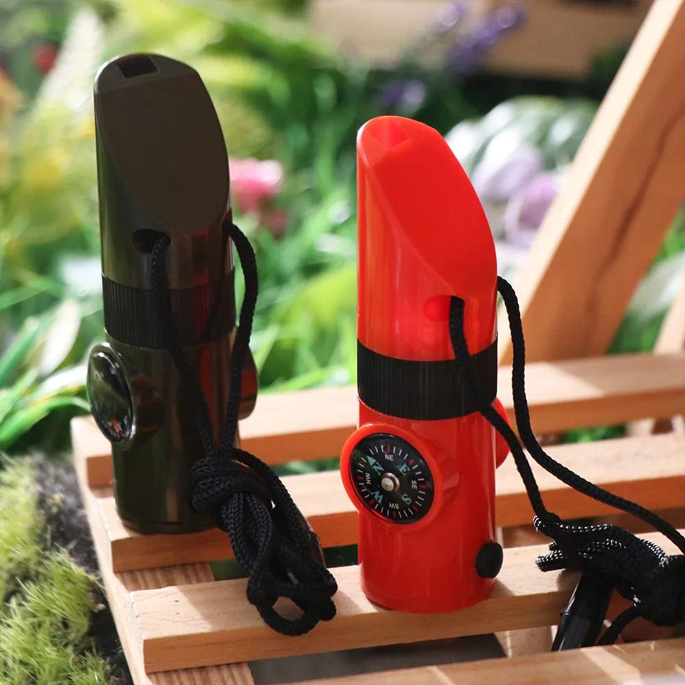 

Многофункциональный аварийный свисток 7-в-1 с высоким уровнем громкости для выживания на природе, портативный компас, аварийный свисток 7-в-1