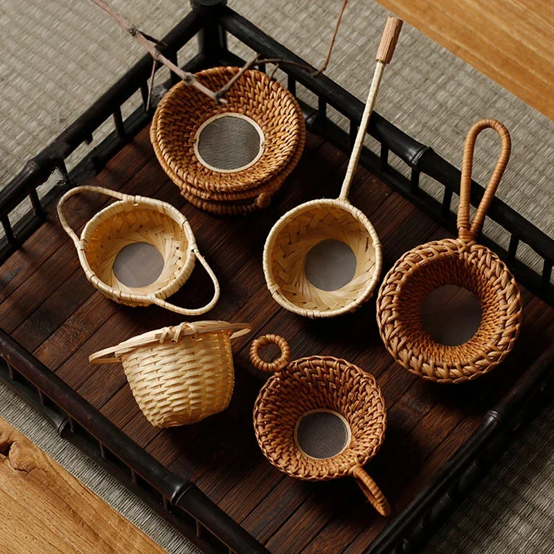 Bamboo Tea Strainer Matcha Powder Sieve Chinese Kungfu Teaware Funnel Filter Reusable Tea Ceremony Kitchen Decoration Accessory