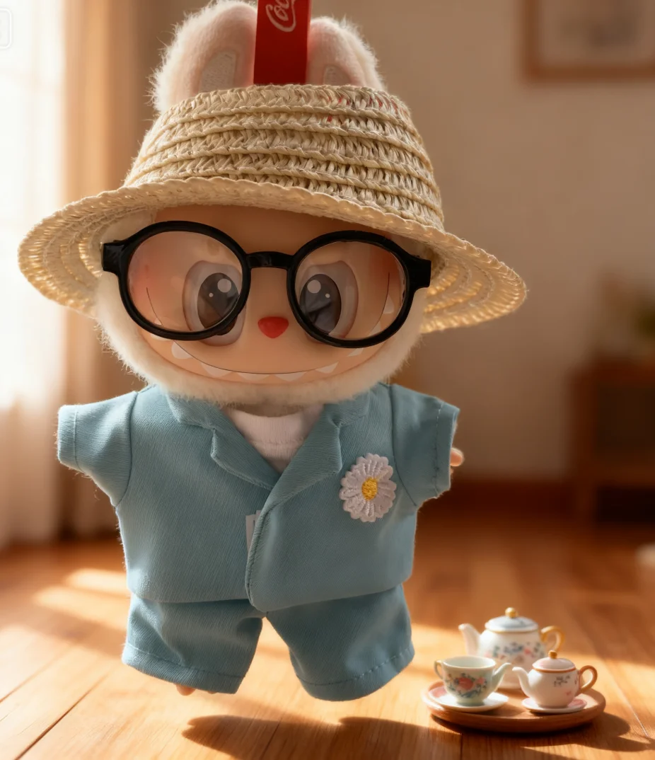 ملابس دمى قطيفة مقاس 6.69 بوصة، مناسبة لدمى خرقة، مجموعة مكونة من 5 قطع تتضمن قبعة ونظارات، لا تشمل الدمية