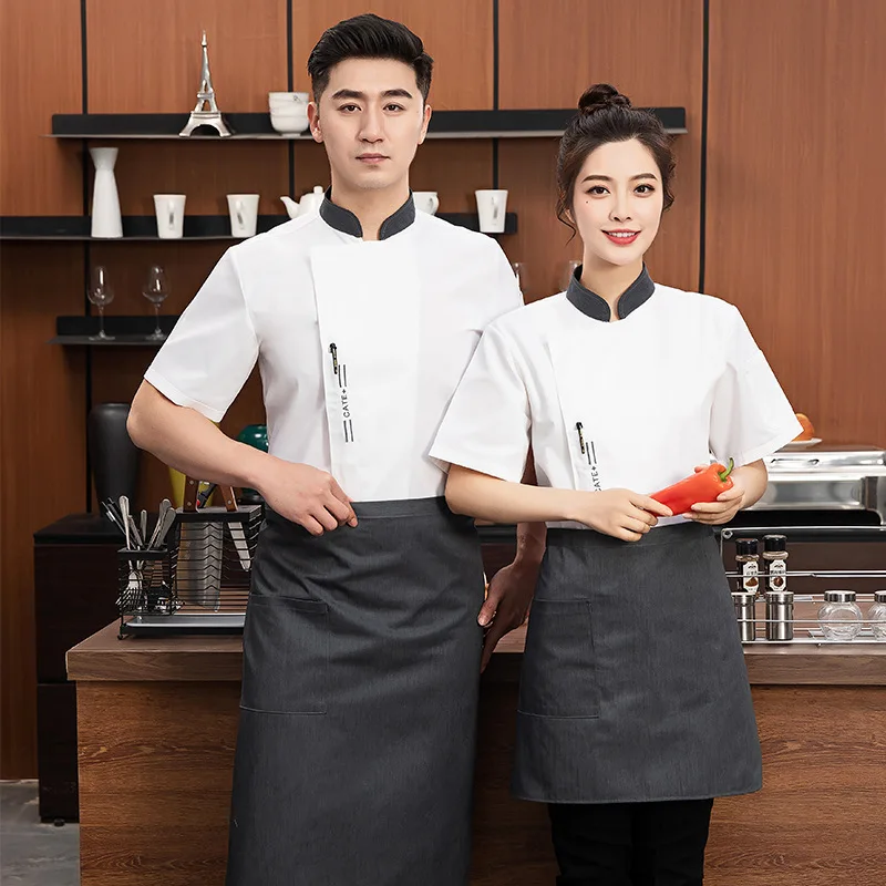 Chef Overalls Men's Short-Sleeved Summer Thin Breathable Dining Kitchen Hotel Restaurant Canteen Kitchen Baking Kitchen Clothes