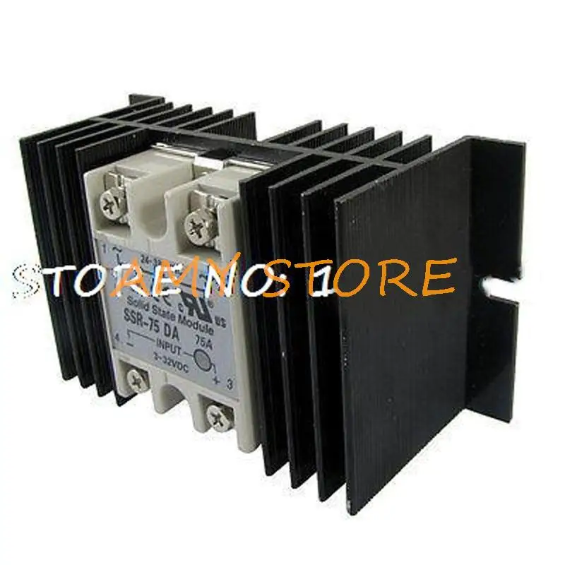 

DC to AC Solid State Relay SSR-75DA 75A 3-32VDC 24-380VAC + Aluminum Heat Sink