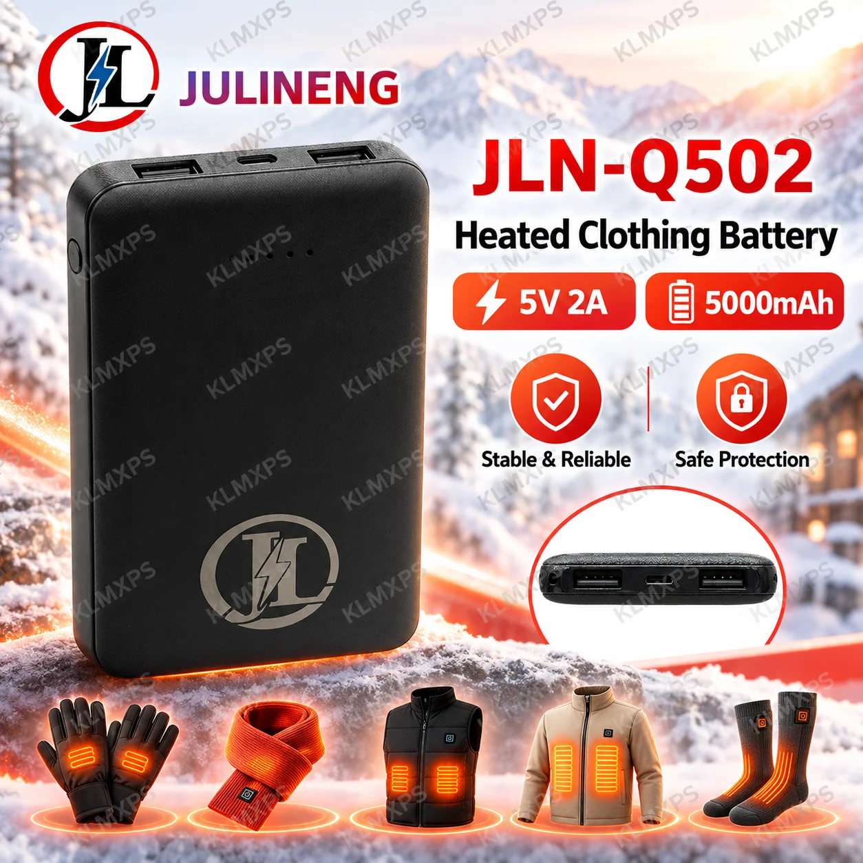 Q502 5V Rechargeable Built-in Lithium Battery for Heated Vest Gloves Knee Pads Winter Outdoor Mobile Power Bulk Wholesale