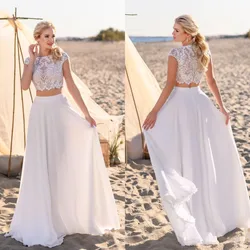 2022 Boho Wedding Dresses Lace Top Two Pieces Bride Gowns Customise A Line Chiffon vestido de novia